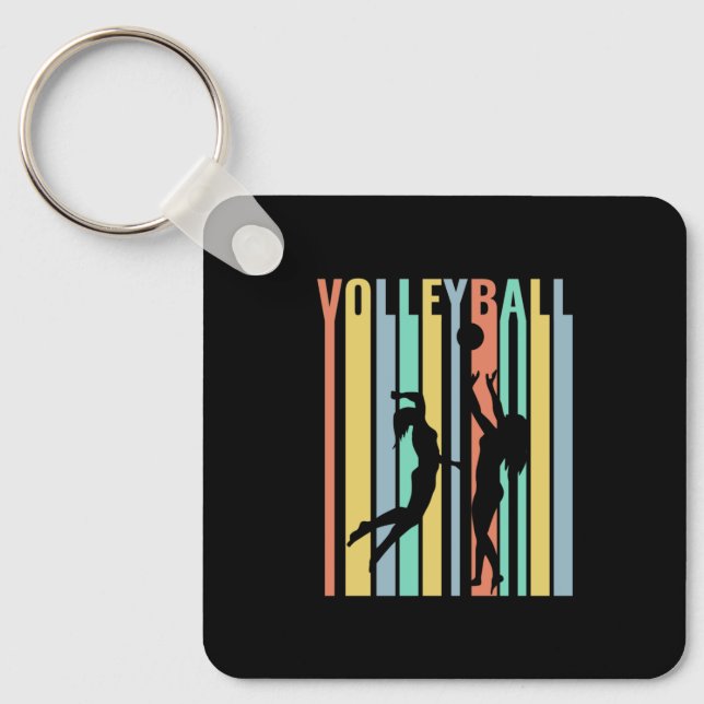 Chaveiro Retro de Voleibol de Beachvoleibol (Frente)