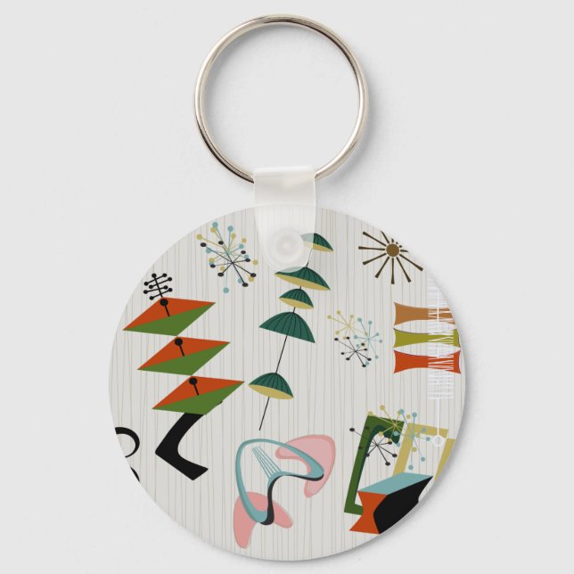 Chaveiro Retro Eames-Era Atômica Inspirado (Frente)