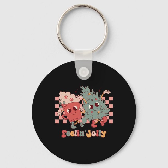 Chaveiro Retro Engraçado Sentir Jolly Christmas Tree Hot Ca (Frente)
