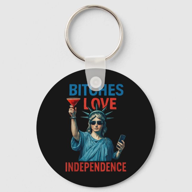 Chaveiro Retro Es Love Independence Funny 4 de julho _2 (Frente)