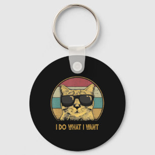 Chaveiro Retro Eu Faço O Que Eu Quero Gato Engraçado