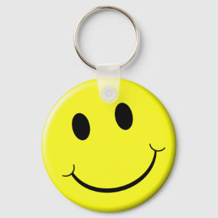 Chaveiro Retro Face Brilhante Sorriso Amarelo