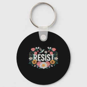 Chaveiro Retrô Feminista Contra Resistência Floral