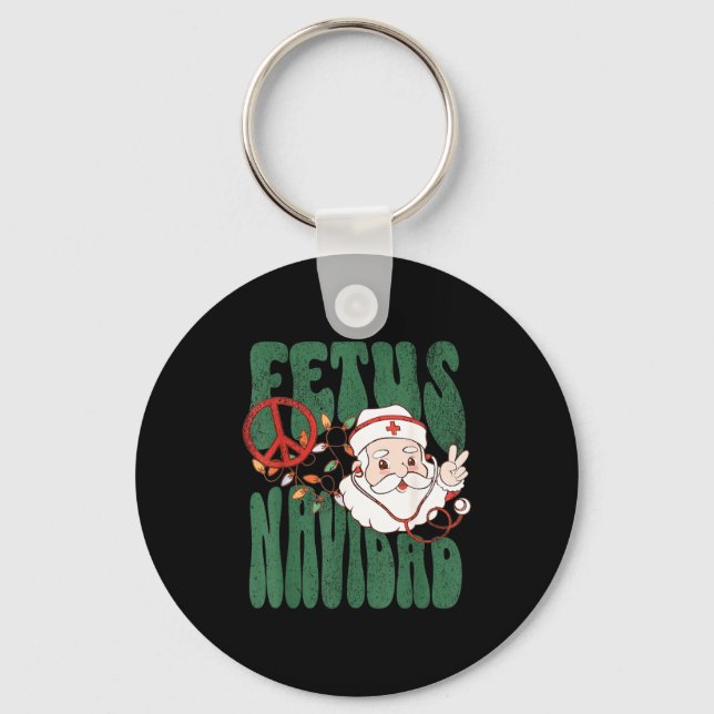 Chaveiro Retro Fetus Navidad Santa Claus Christmas Obgyn Nu (Frente)