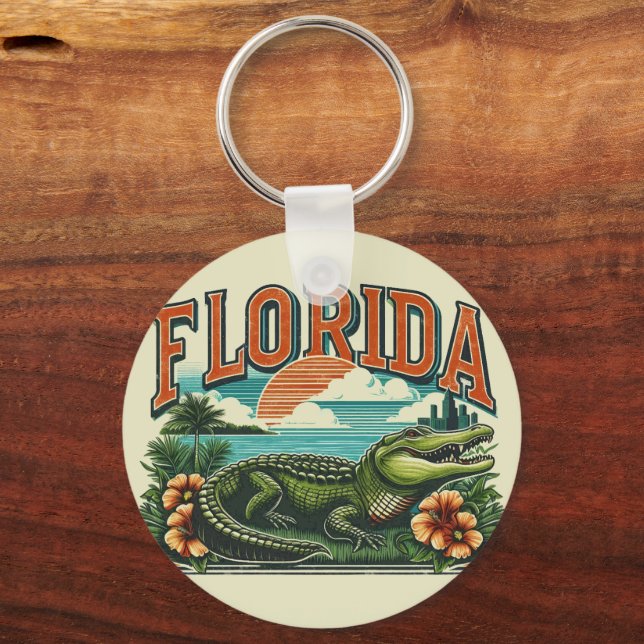 Chaveiro Retro Florida Alligator (Frente)