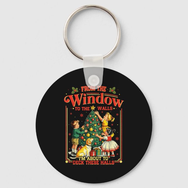 Chaveiro Retro Funny Christmas Holiday From The Windows To  (Frente)