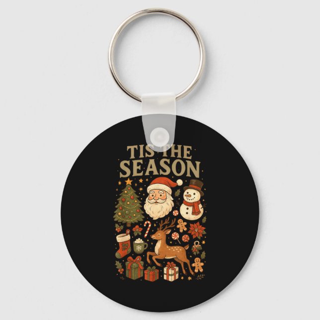 Chaveiro Retro Funny Santa Tis The Season Christmas Doodles (Frente)