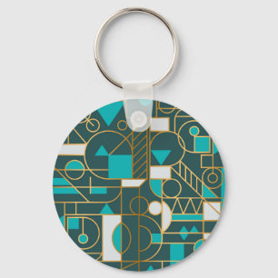 Chaveiro Retro Geométrico: Trabalho de arte minimalista.