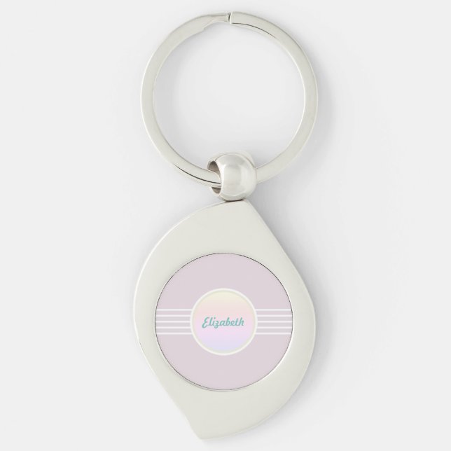 Chaveiro Retro Glam Personalizado Rosa e Opala (Frente)