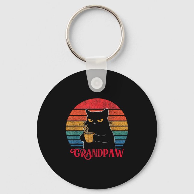 Chaveiro Retro Grandpaw Funny Sarcastic Cat Lover Quote Gra (Frente)