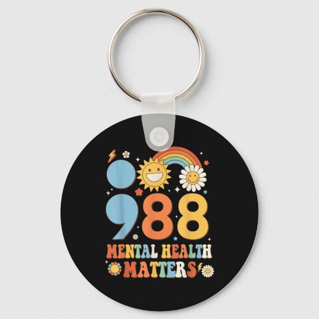 Chaveiro Retro Groovy 988 Mental Health S Suicide Preventio (Frente)