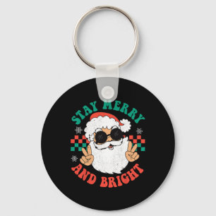 Chaveiro Retro Groovy Feliz de Natal Fique Brilhante Hippie