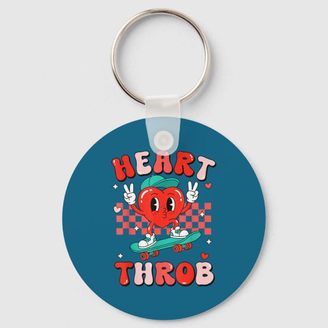 Chaveiro Retro Groovy Heart Throb Valentines Day Toddlers B (Frente)