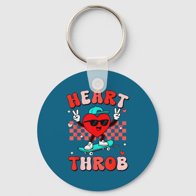 Chaveiro Retro Groovy Heart Throb Valentines Day Toddlers B (Frente)