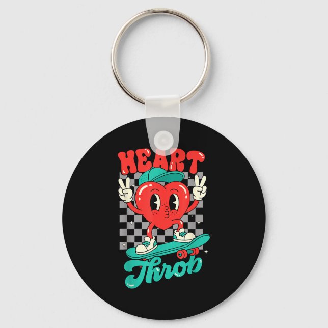Chaveiro Retro Groovy Heart Throb Valentines Day Toddlers B (Frente)