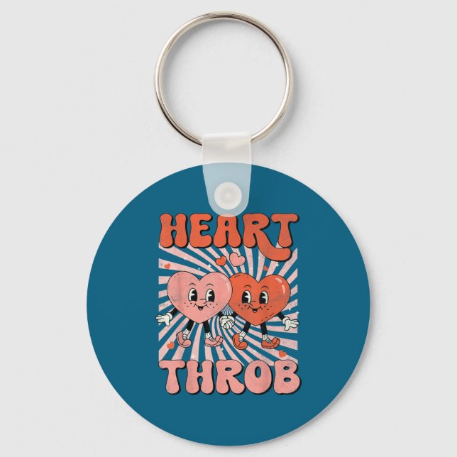 Chaveiro Retro Groovy Heart Throb Valentines Day Toddlers B (Frente)