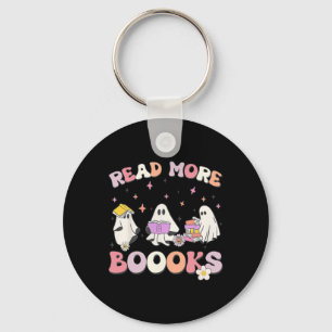Chaveiro retro Groovy Leia mais livros Ghost Boo ghoul engr