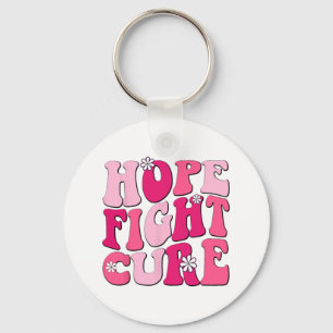 Chaveiro Retro Groovy Rosa Hope Lutar Curta Cancer De Mama