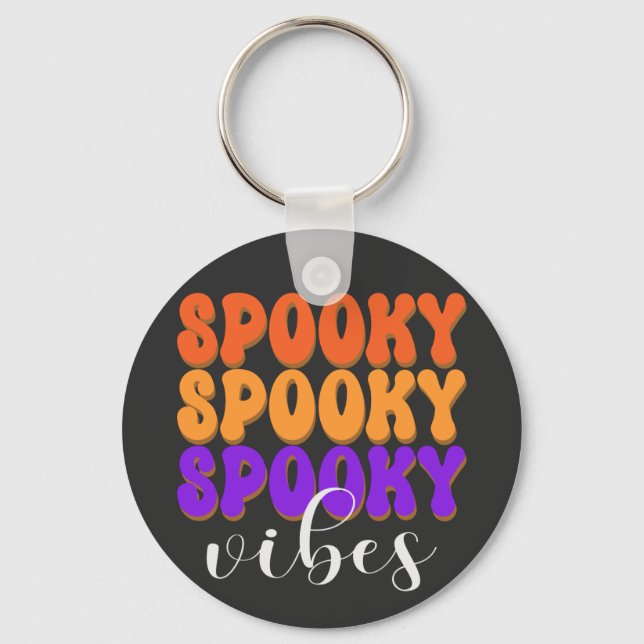 Chaveiro Retro Groovy Spooky Vibes Halloween (Frente)