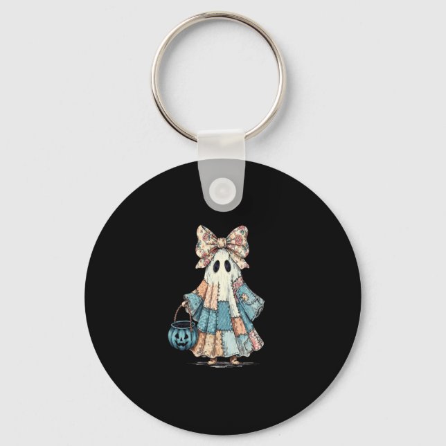 Chaveiro Retro Halloween Blue Denim Ghost (Frente)