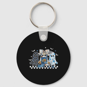 Chaveiro Retro Halloween Blue Denim Ghost Coquette Patchwor