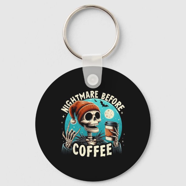 Chaveiro Retro Halloween Skeleton Café Mug Scary Night Be (Frente)