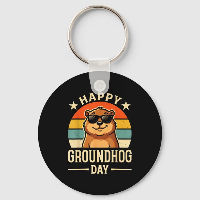Chaveiro Retro Happy Groundhog Day Cool Ground Hog Day 2026 (Frente)
