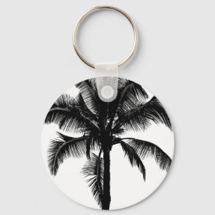 Chaveiro Retro Hawaiian Tropical Palm Tree Silhouette Black