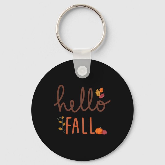 Chaveiro Retro Hello Fall Leopard Pumpkin Autumn Season Tha (Frente)