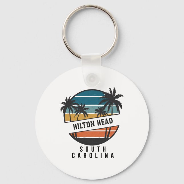 Chaveiro Retro Hilton Head Carolina do Sul Prancha de Surfe (Frente)