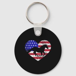Chaveiro Retro Horse American Flag Heart 4 De Julho Usa Pa