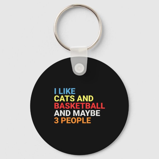 Chaveiro Retro I Like Cats And Basketball Lover Funny Cat  (Frente)
