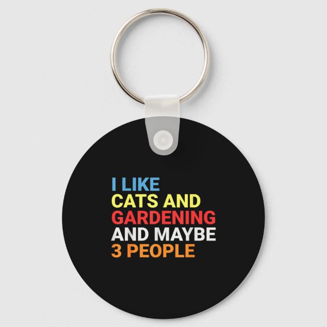 Chaveiro Retro I Like Cats And Gardening Lover Plant Funny  (Frente)