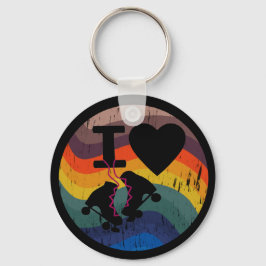 Chaveiro Retro I Love Roller Skating Distress Look