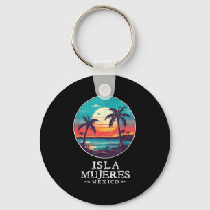 Chaveiro Retro Isla Mujeres México Praia Pôr do Sol Lembran