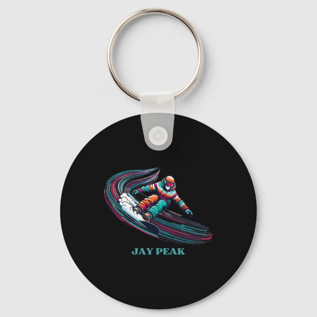 Chaveiro Retro Jay Peak Vermont Snowboard (Frente)
