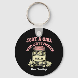 Chaveiro Retro "Just a Girl Who Loves Pickles" Jar Art Fun 