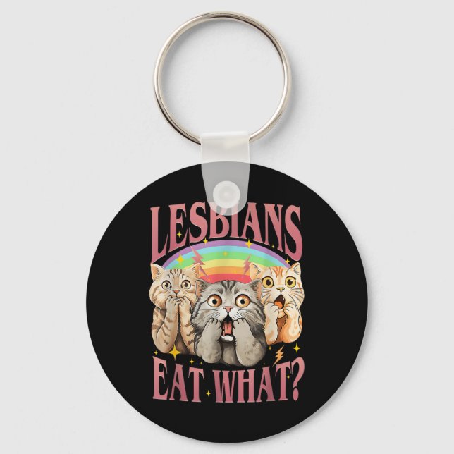 Chaveiro Retro Lgbt Coma Que Mês de Orgulho Lésbica Gato Ig (Frente)