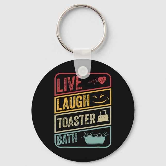 Chaveiro Retro Live Laugh Toaster Bath Skeleton Funny Hallo (Frente)