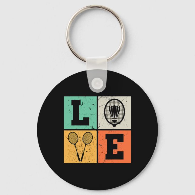 Chaveiro Retro Love Badminton Lover (Frente)