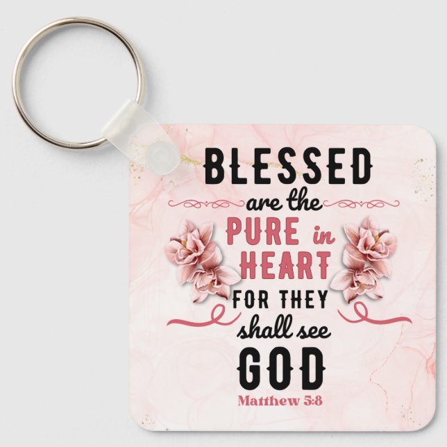 Chaveiro Retro Matthew 5:8 Calla Lillies Watercolor (Frente)