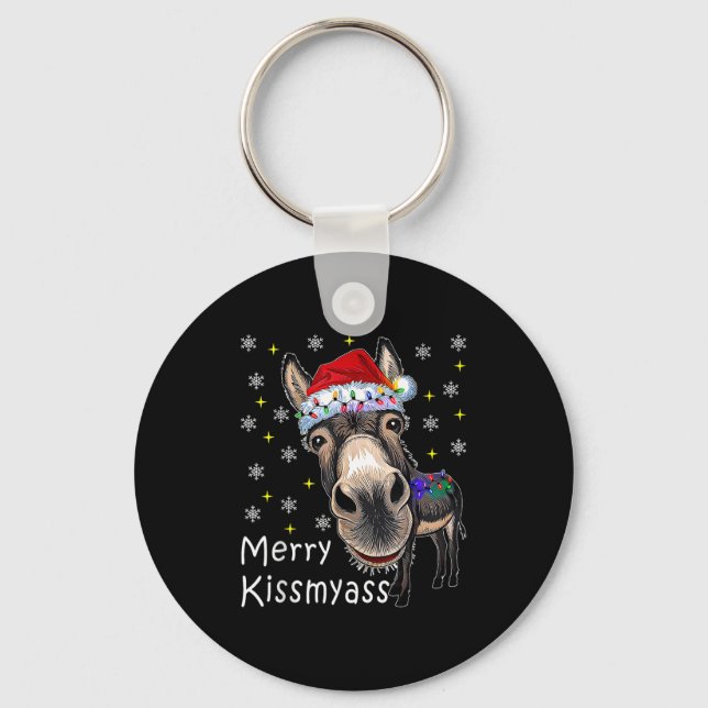 Chaveiro Retro Merry Christmas Light Merry Kissmy Funny  (Frente)