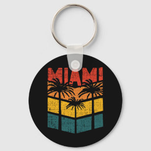 Chaveiro Retro Miami Florida Beach Souvenir Palm Tree 80s
