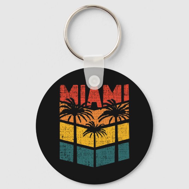 Chaveiro Retro Miami Florida Beach Souvenir Palm Tree 80s (Frente)