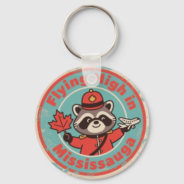 Chaveiro Retro Mississauga Raccoon Mountie (Frente)