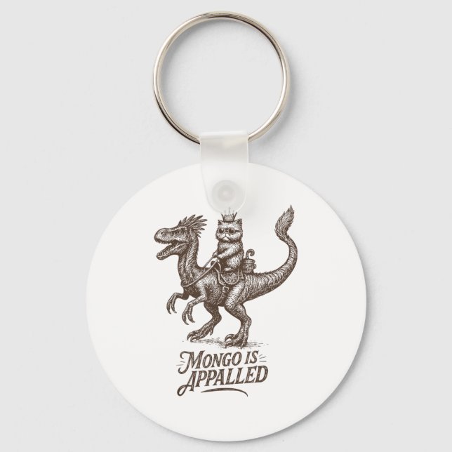 Chaveiro Retro Mongo Is Appalled Princess Cat Riding Dinosa (Frente)