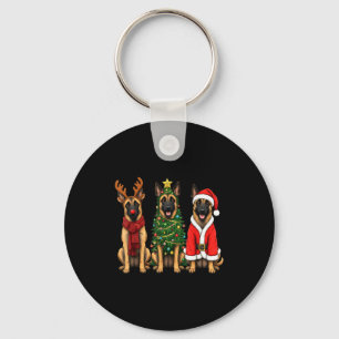 Chaveiro Retro Natal Malinois Belga Papai Noel Rena Do