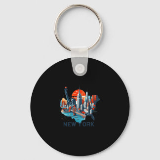 Chaveiro Retro New York Skyline Silhouette 