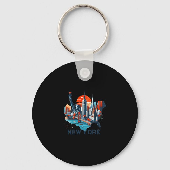 Chaveiro Retro New York Skyline Silhouette  (Frente)