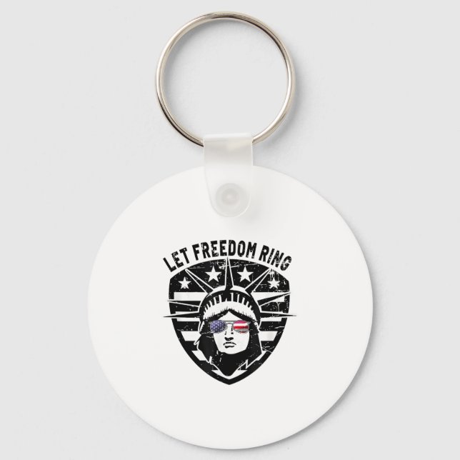 Chaveiro Retro Patriótico Let Freedom Ring 4 de julho (Frente)